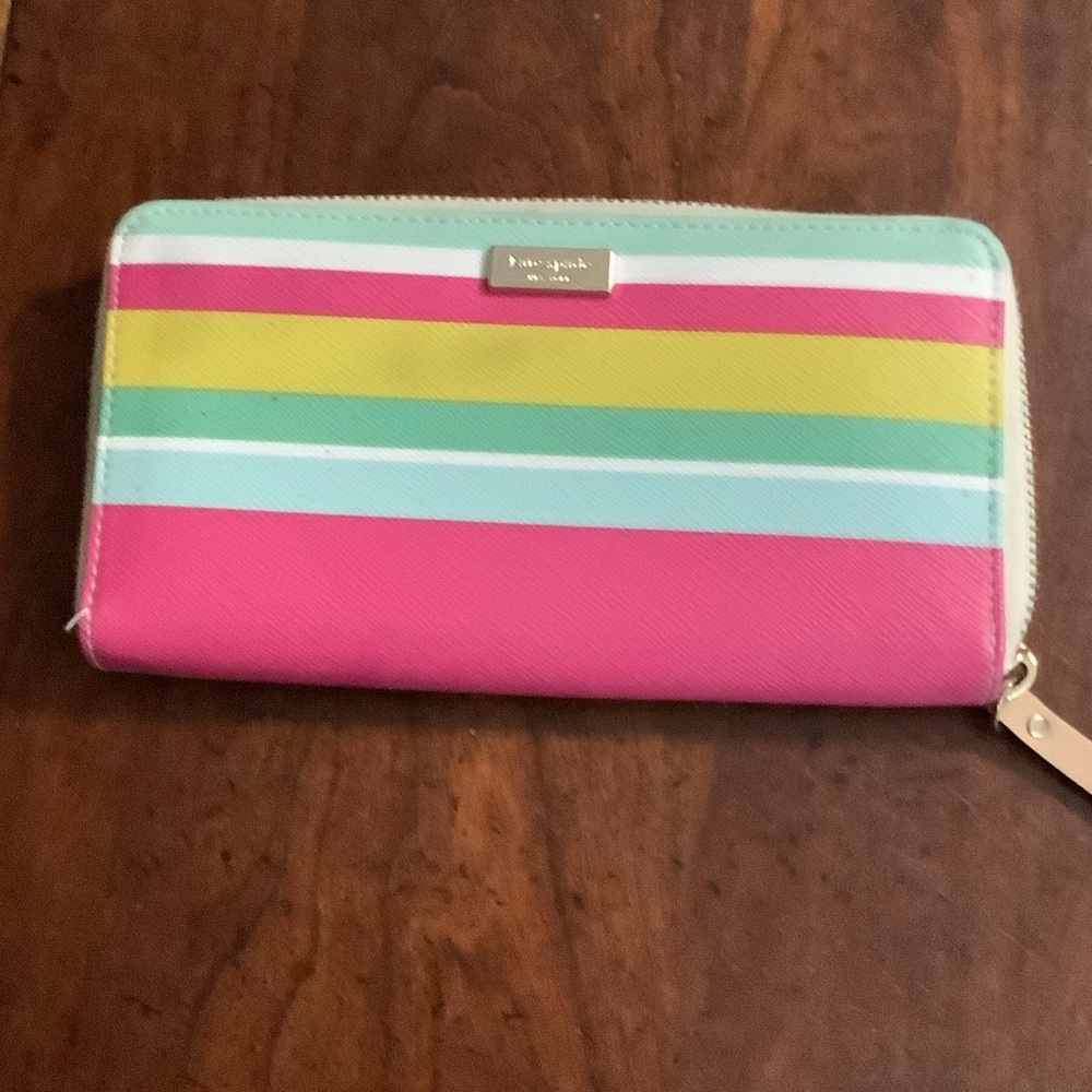 kate spade Pink Multicolor Striped Zip Wallet